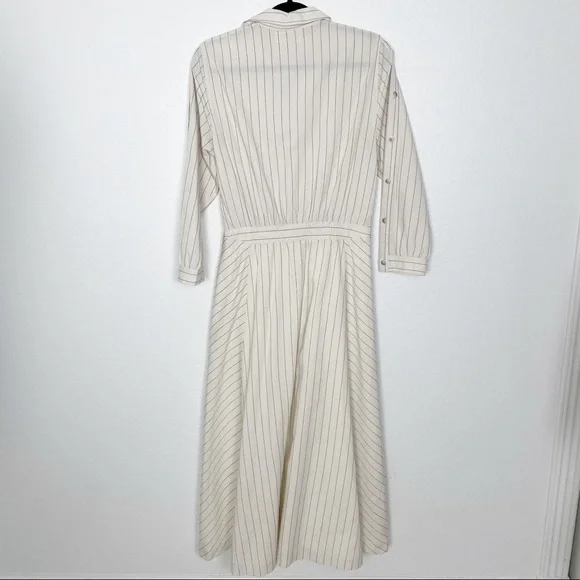 Ba&sh Sami Striped Shirt Long Sleeve Maxi Dress in Ecru Cream Medium Casual - Picture 4 of 9